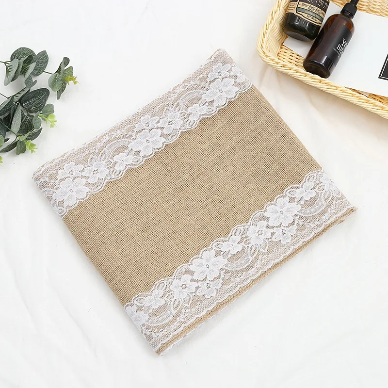 Винтажная белая Рождественская кружевная джутовая льняная скатерть из