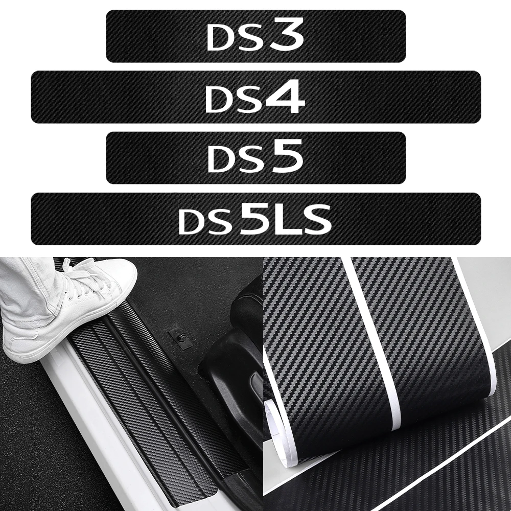 

4Pcs Car Accessories 3D Carbon Fiber Door Sill Protector Guards Stickers Decoration Badge For Citroen DS3 DS4 DS5 DS7 DS 5LS