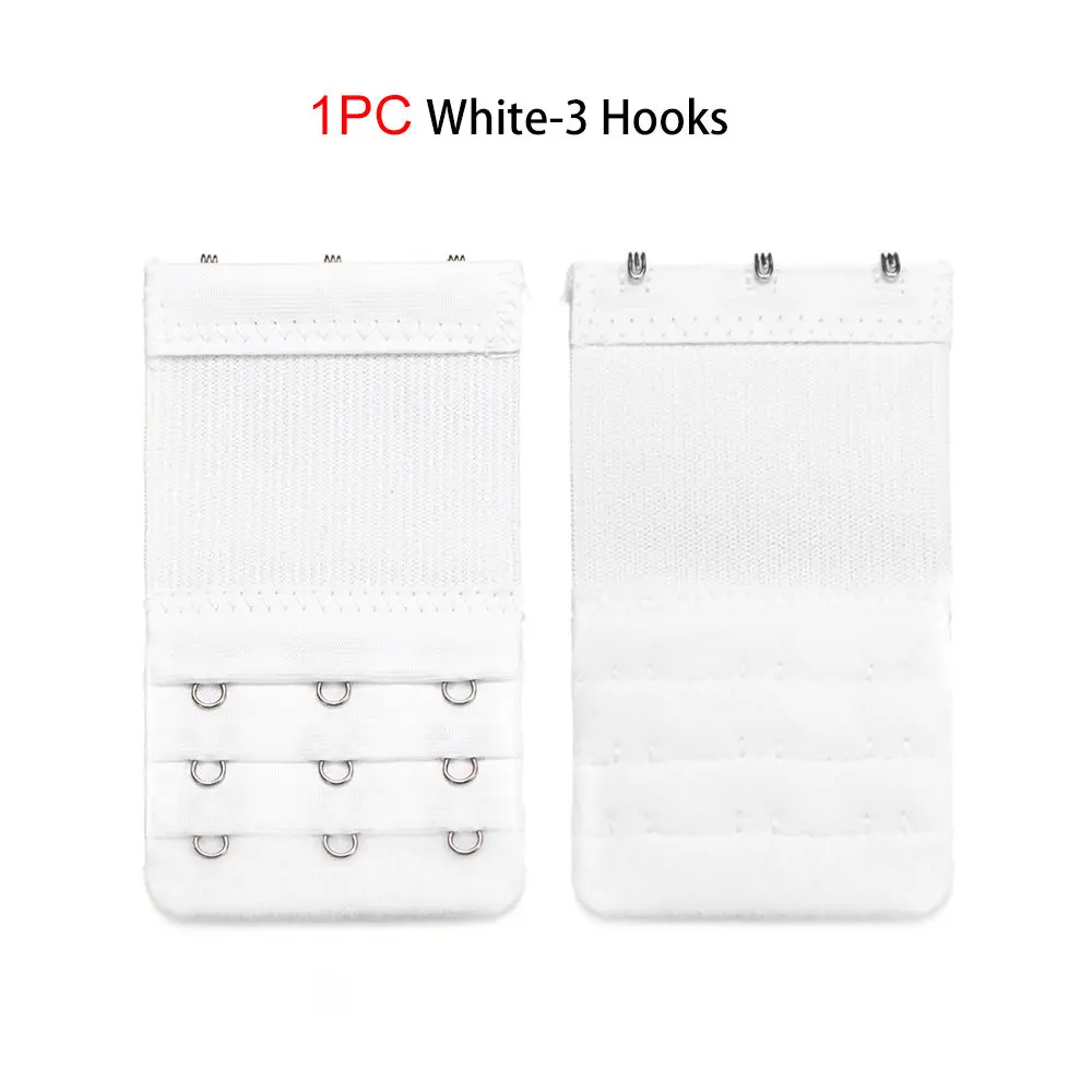 1PC white-3 Hooks 1 шт. удлинитель для бюстгальтера для женщин Дамский бюстгальтер на ремешке с пряжкой Регулируемый бюстгальтер расширение 2,3, 4 крючка нижнее белье бюстгальтер аксессуары - Цвет: 1PC white-3 Hooks