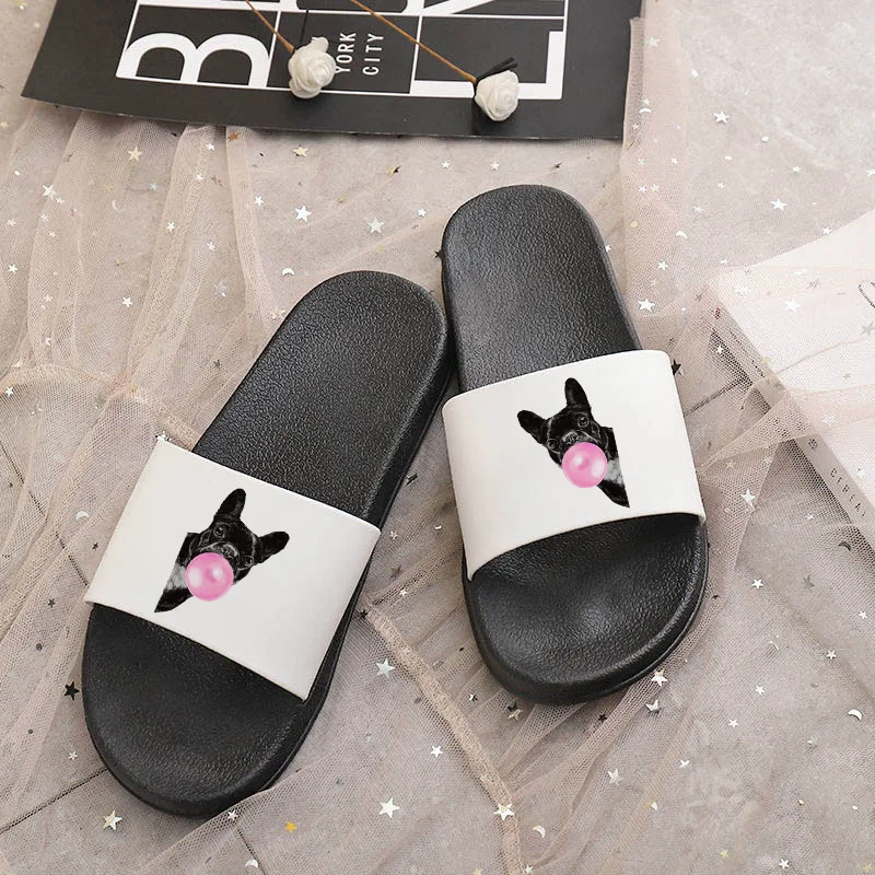 

Cute animal blowing bubbles Cartoon Graphic Print Girls slippers Harajuku slippers Summer slippers for women zapatillas mujer