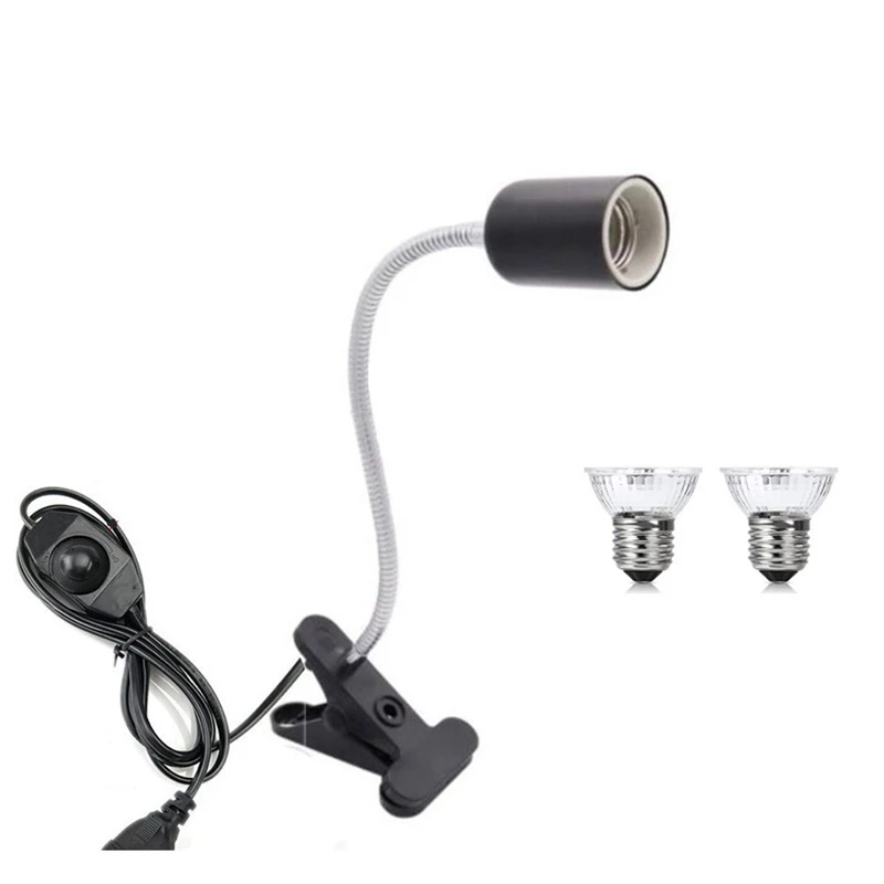 

Reptile Heat Lamp Turtle Lights with Clip,2 110V 50W UVA UVB Bulbs,Pet Heating Light Lamp for Turtle Lizard, US Plug