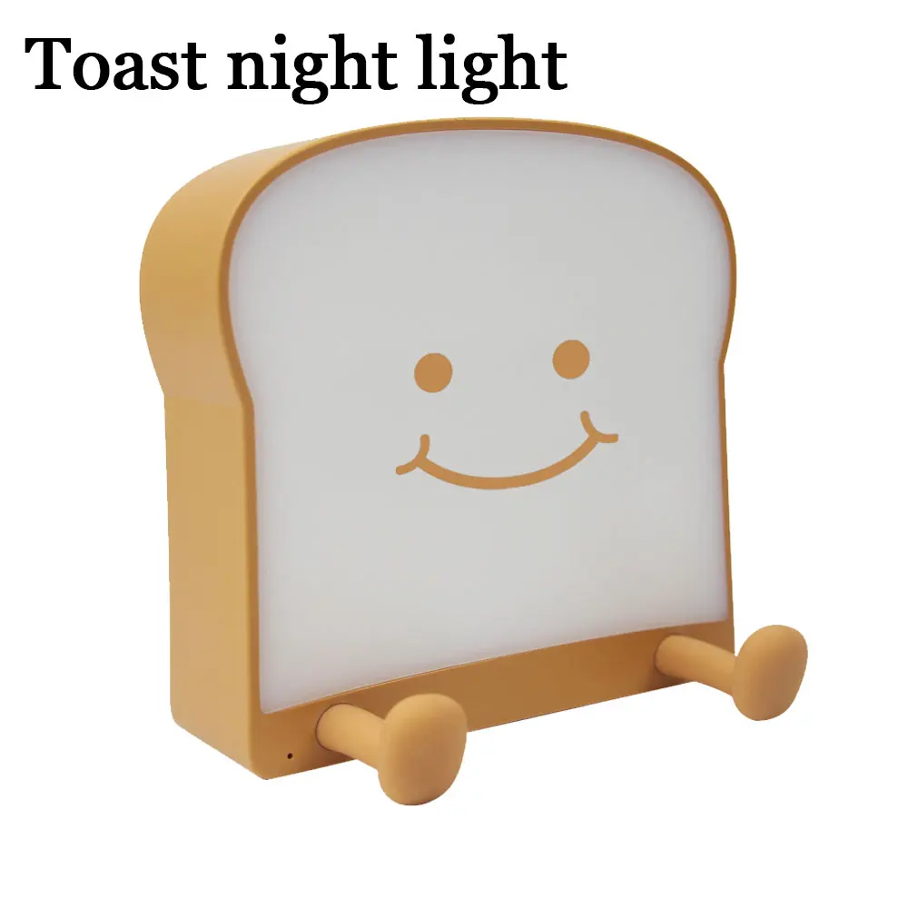 

Toast Night Light Cartoons Lovely USB Silicone Ambient Light Bedroom Bedside Mobile Phone Holder Lamp Creativity Holiday Gift