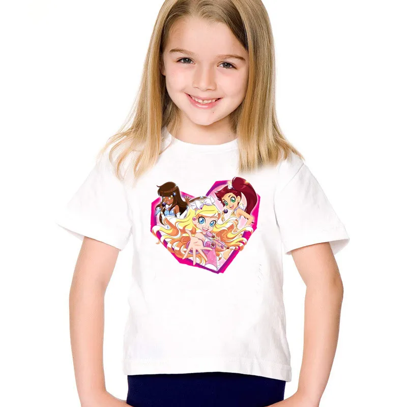 

2021 New LoliRock Magical Girl Print Funny T shirt Summer Kids T Shirt Casual Short Sleeve Baby Girls Clothes Children Tops