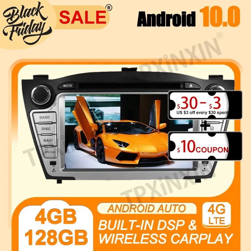 

Android 10.0 4G+128G PX6 IPS Carplay For Hyundai IX35 2009-2013 Multimedia Player Auto Radio Tape Recorder GPS Navi Head Unit