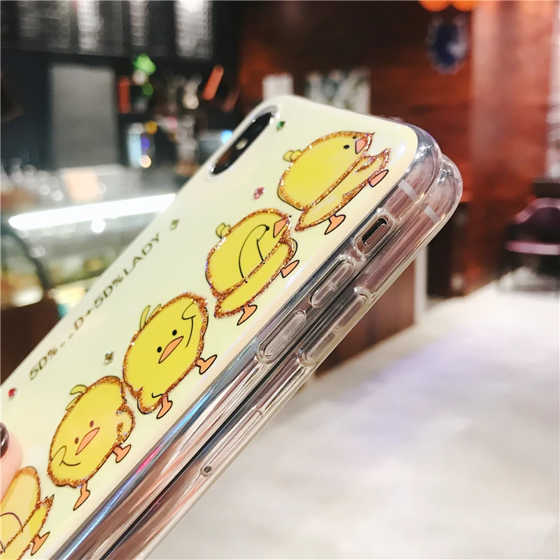 Мягкий силиконовый чехол из ТПУ для iPhone 11 Pro Xs Max X XR 6 6s 7 8 Plus блестящий милый