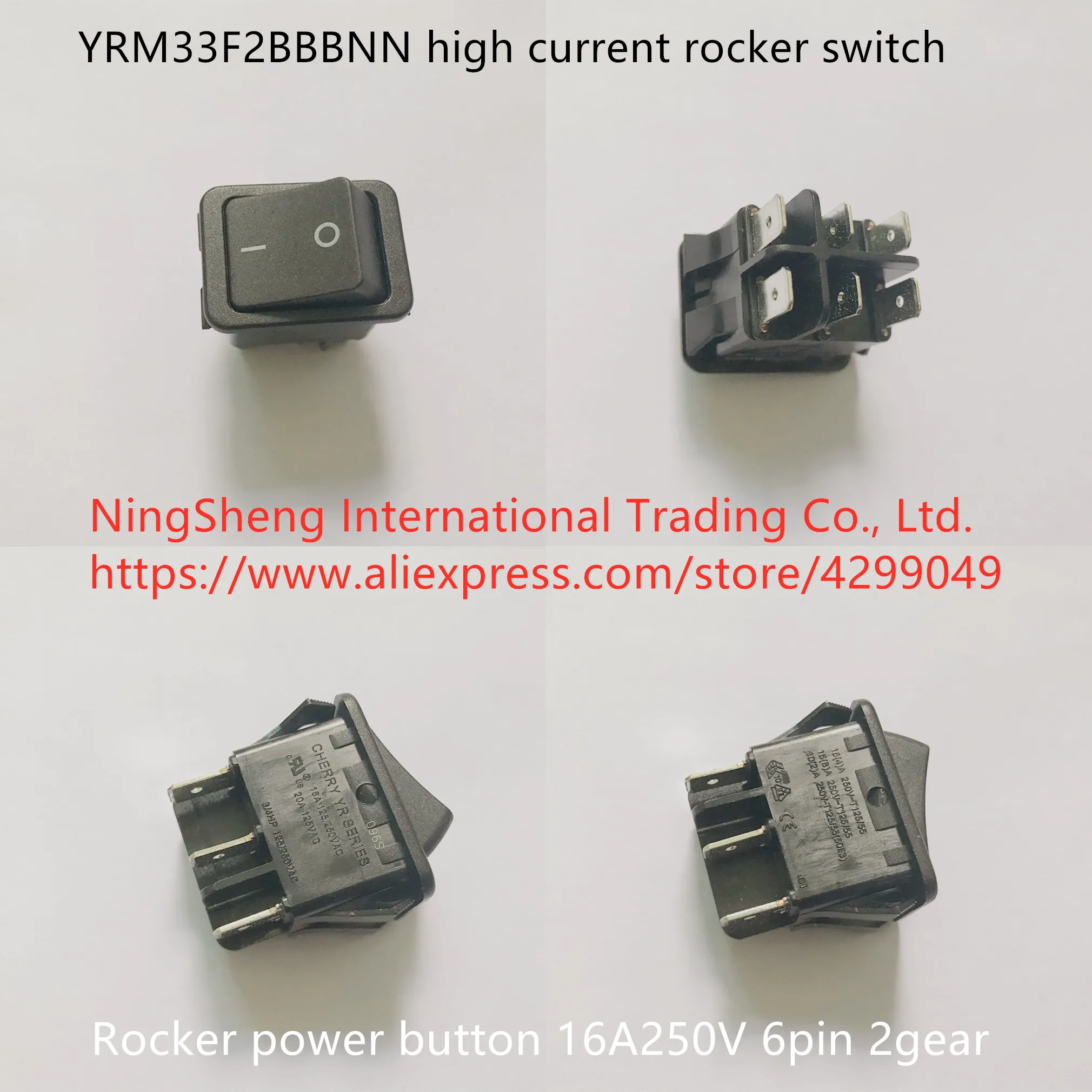 

Original new 100% YRM33F2BBBNN high current rocker switch 6pin 2gear rocker power button 16A250V