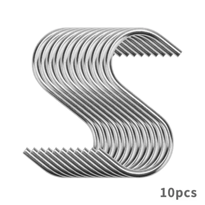 

10PC Stainless Steel Hook Metal S Shaped Hooks Bathroom Kitchen Coat Hooks Multifunction Storage Hooks Kitchen Y6YTXD3