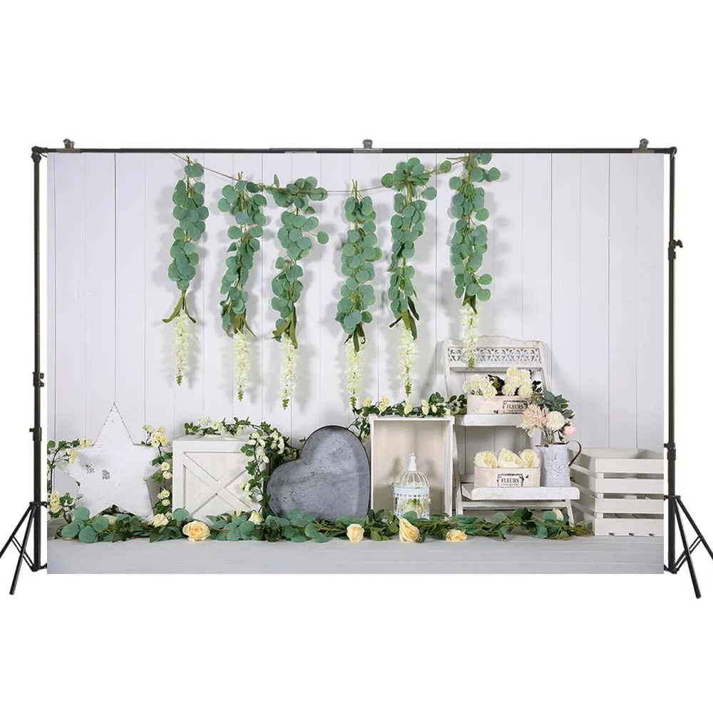 Фон для фотосъемки с изображением цветов белая деревянная стена весенний