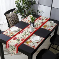 christmas winter flower poinsettia berry table runner and placemat set tablecloth table cover christmas home decor accessories