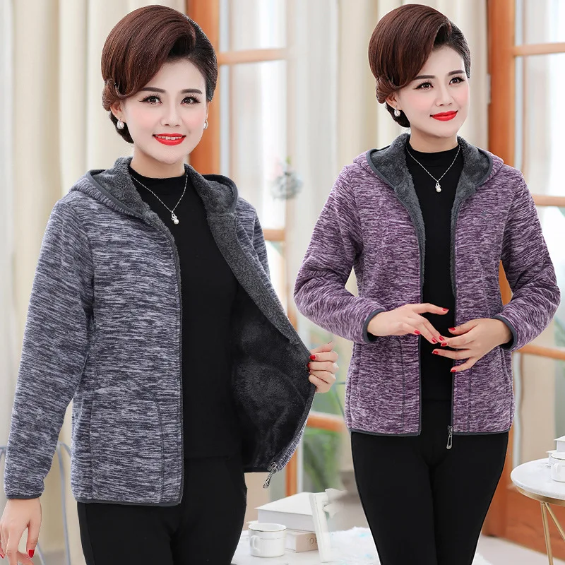 Женские куртки среднего и пожилого возраста флисовое утепленное демисезонное