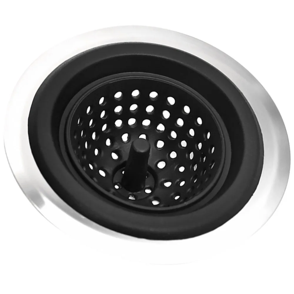 

1PC Kitchen Sink Strainer Stainless Steel Silicone Sink Filter Screen (Black)