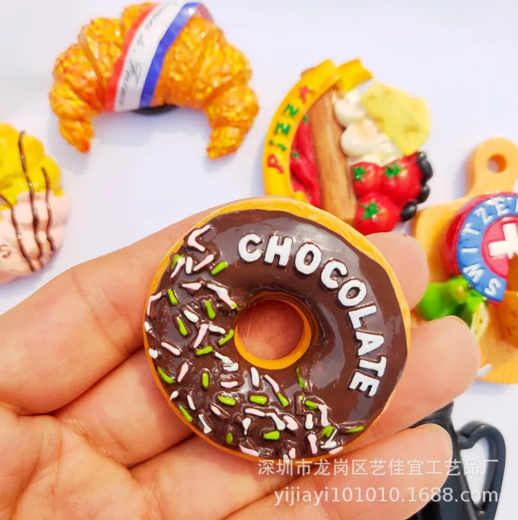 3D Cute Magnet Simulation Ice Cream Cake Coffee Chocolate Donut Vegetable Pizza Bread Refrigerator Stickers Decoration | Дом и сад