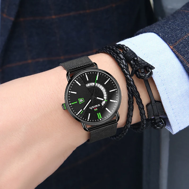 Часы наручные SWISH Мужские кварцевые брендовые Роскошные креативные ультратонкие