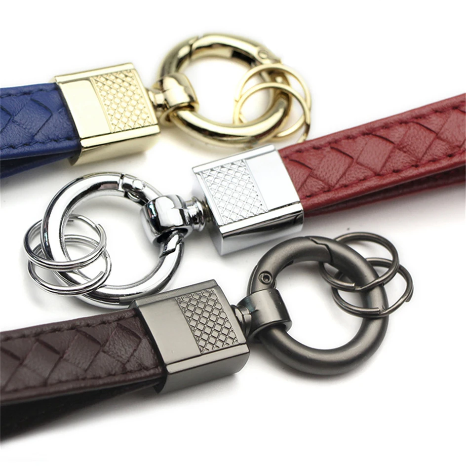 Leather Rope KeyChain Hand Woven Key Ring Car Key Rings For PEUGEOT 206 207 208 301 307 308 2008 508 Keychain Key Accessories images - 6