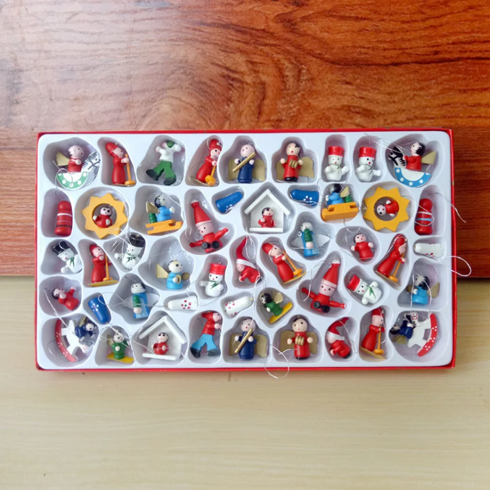 Рождественские украшения деревянные Подвески 48 шт./компл. DIY ручная роспись 3 5 см