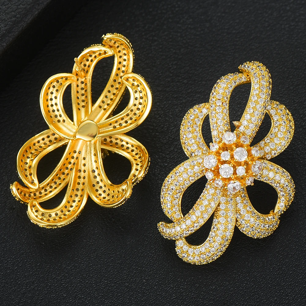 

SISCATHY Trendy Big Stud Statement Earrings For Women Luxury Full Cubic Zirconia Dubai Party Earrings In Jewelry Making Finding