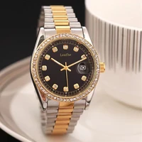 fashion diamond quartz watch stainless steel material womens watches black clock dial diameter 38mm reloj mujer montre femme