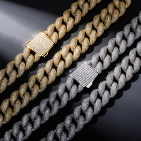 hip hop necklace encrypted cuban chain full of zircon 18mm new spring buckle necklace men jewelry gift