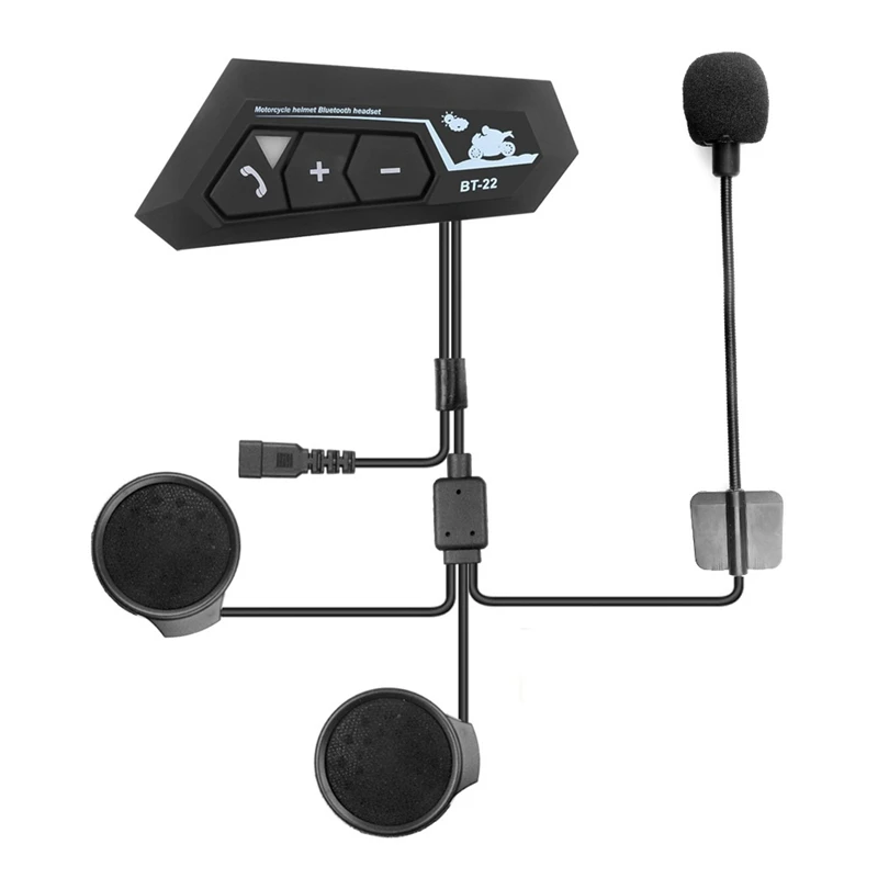 

Bluetooth 5,0 гарнитура для мотоциклетного шлема BT22, Беспроводные стереонаушники с громкой связью, наушники, MP3 динамик с микрофоном