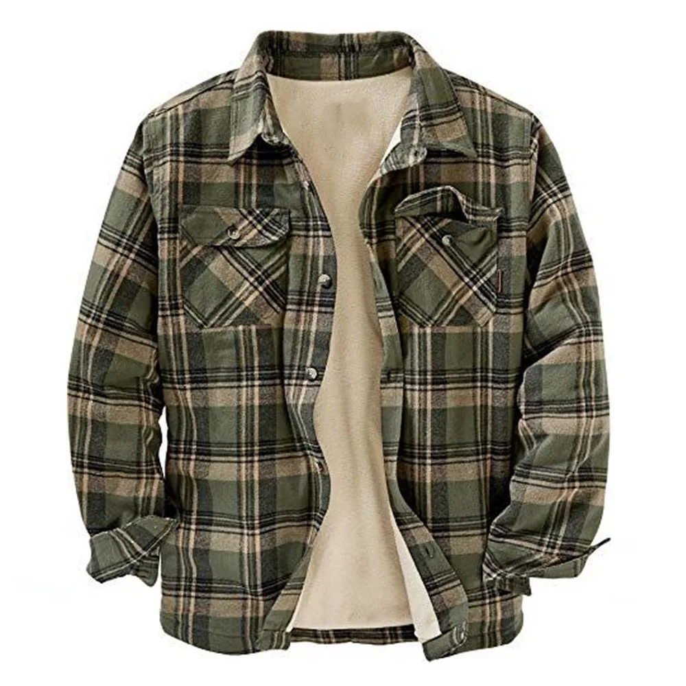 

Мужская однобортная куртка с отложным воротником, винтажная Повседневная простая стильная куртка в клетку, уличная одежда, Новое поступлен...