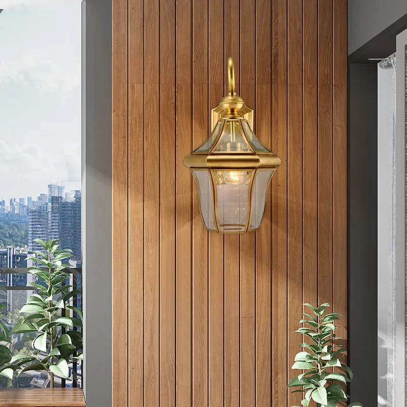 Европейский латунь золотой настенный светильник на открытом воздухе