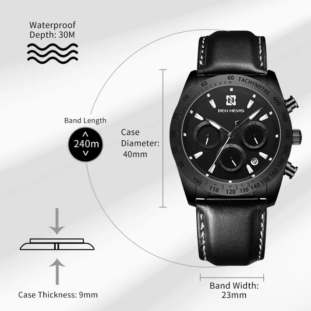 

Men Watch Relogio Masculino Fashion Casul Watch For Men Sport Leather Quartz Watches Men Date Clock Black