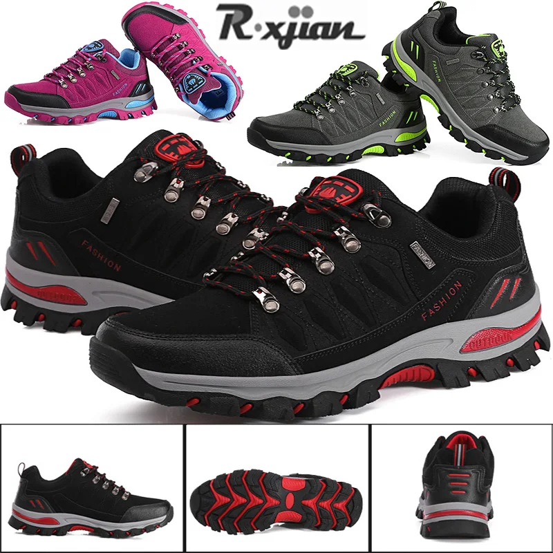 R.XJIAN leather high-quality couple models Hiking shoes Hiking shoes Casual sports shoes Ski shoes Outdoor shoes