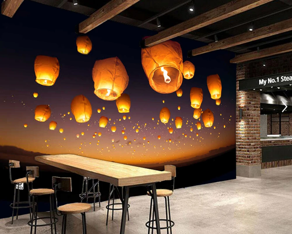 3d обои Diantu с летающим фонариком в ночном небе Настенные для гостиной телевизора