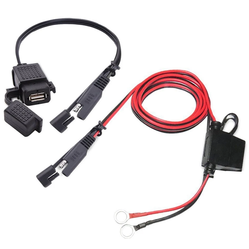 

Motorcycle Phone Charger Kit Waterproof Motorcycle 12V SAE to USB Interface Phone GPS Charger Cable Adapter Kit Inline Fuse