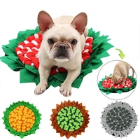 pet dog snuffle mat puzzle toy slow feeder bowl plush round pad for small medium dogs machine washable sniffing training blanket