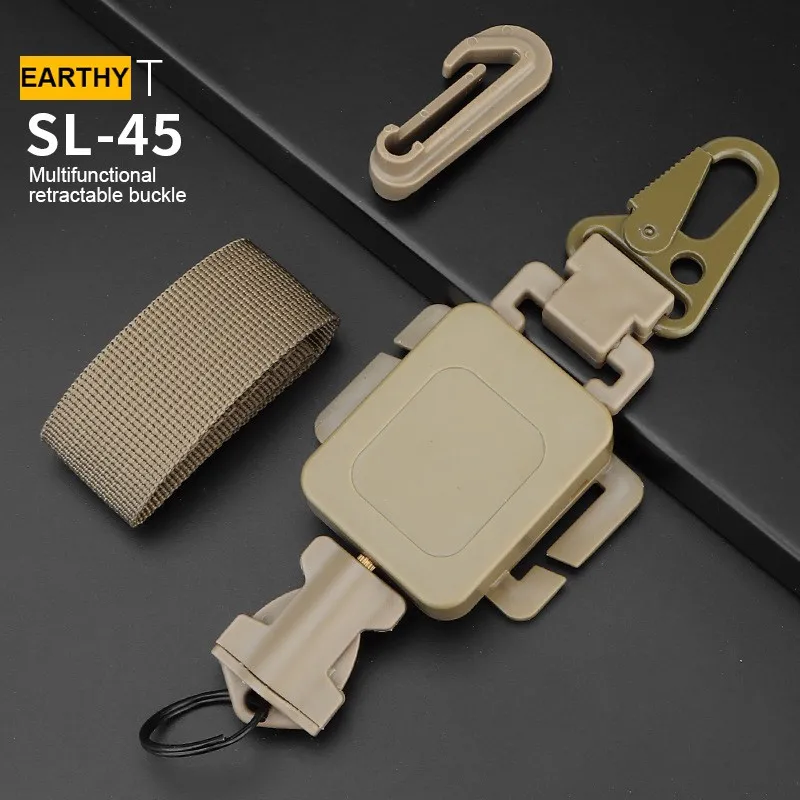 

2 In 1 Anti-theft Camping Telescopic Burglar Chain Key Holder Tactical Keychain Outdoor Key Ring Return Retractable Key Chain