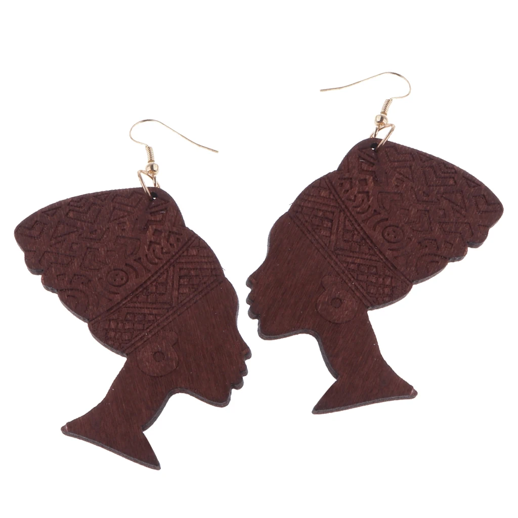 

Женские серьги-гвоздики из натурального дерева в африканском стиле