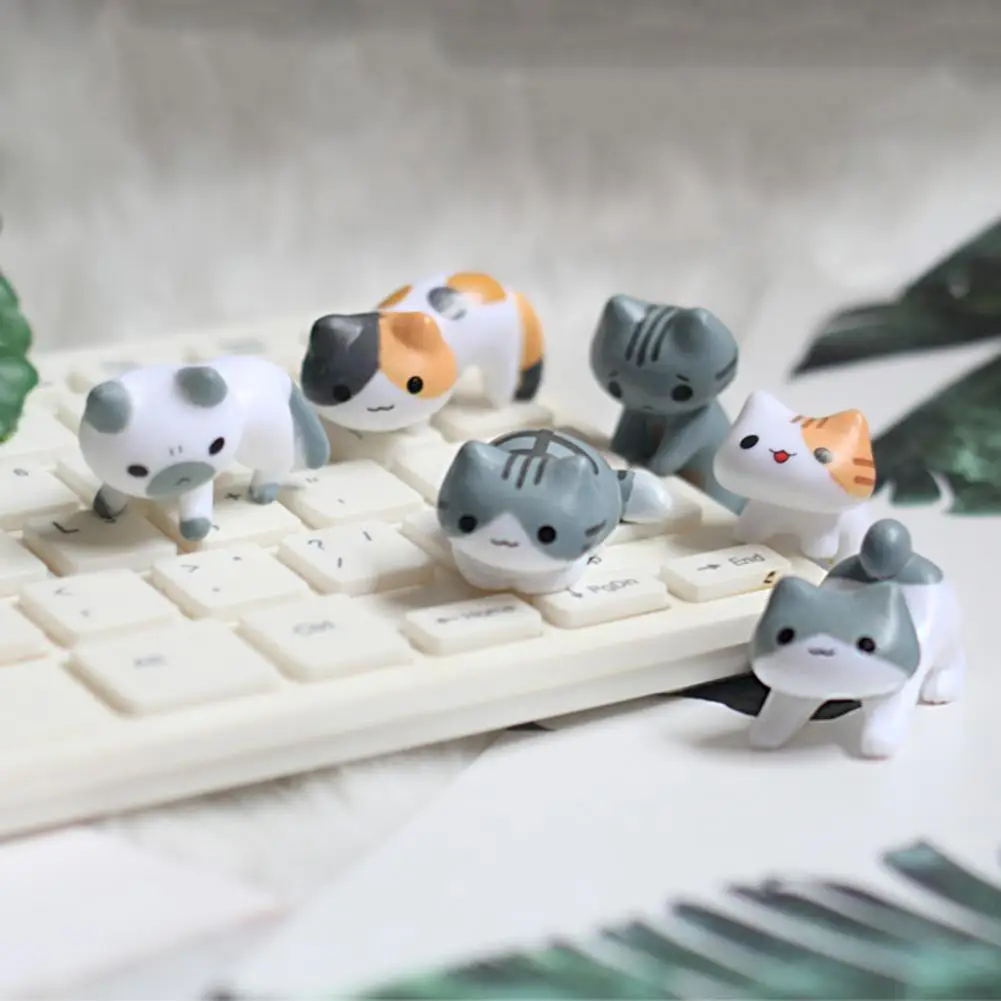

Convenient 6Pcs/Set Multi-use Practical Cute Cats Miniature Ornament PVC Landscape Doll Practical for Table