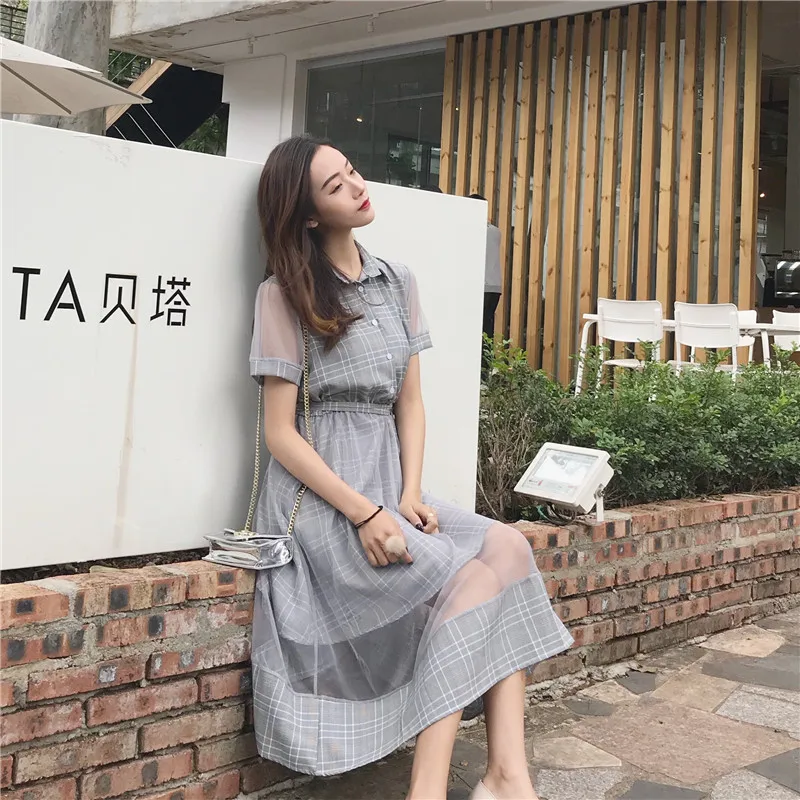 Платье женское винтажное повседневное до колена с коротким рукавом|Женские