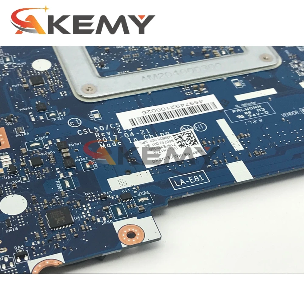 

AKemy Laptop motherboard For HP Pavillion 15-BS Core SR2KN Mainboard 939605-601 939605-501 LA-E811P Celeron N3060 CPU