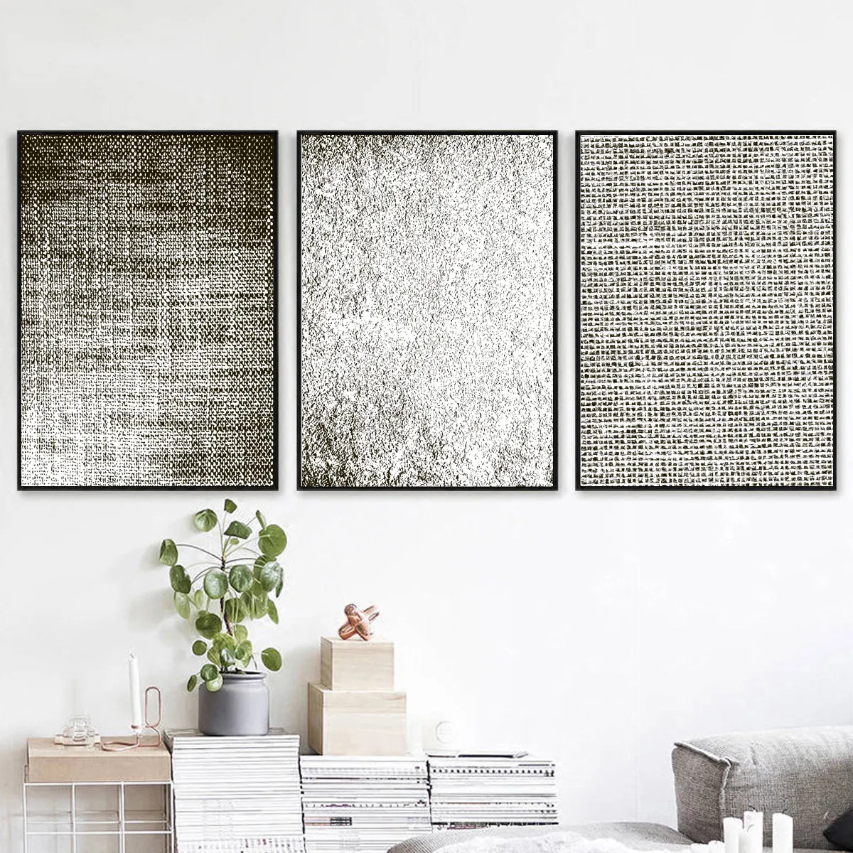 Импрессионистская конопляная матовая черно-серая текстурная картина плакат