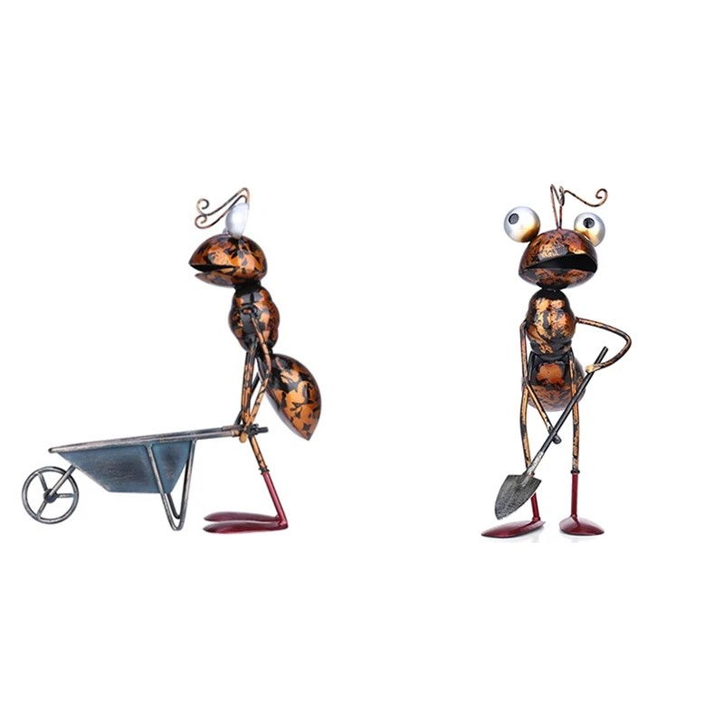 

Ant Garden Decor Iron Garden Decoration Outdoor With Removable Bucket Succulent Flower Pot Trinket Storage2Pcs