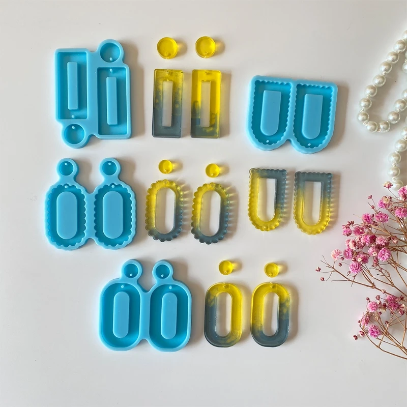 

Овальные прямоугольные серьги, эпоксидная смола, форма, ювелирное ожерелье, силиконовая форма «сделай сам», инструмент для литья полимерно...