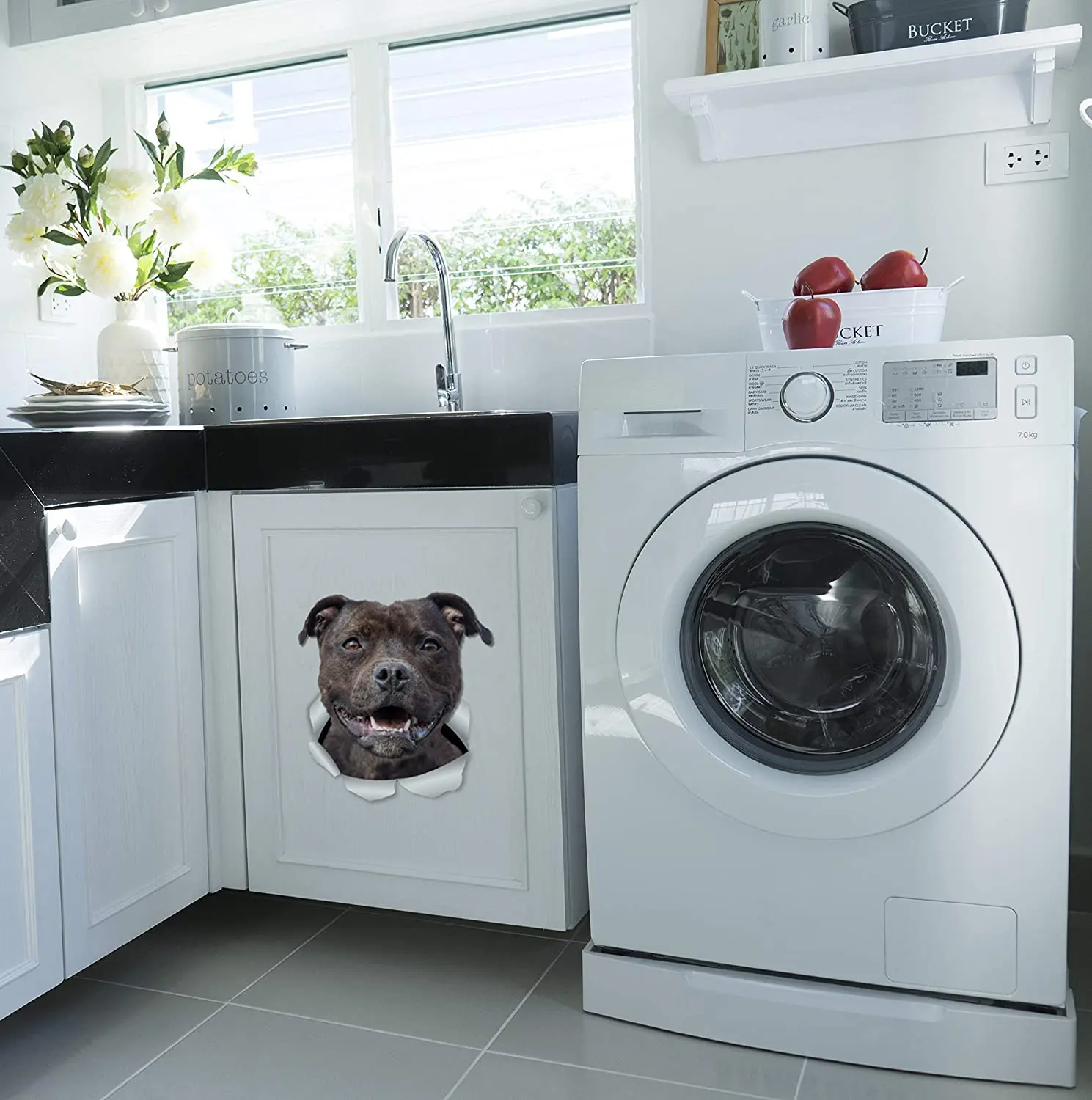 Three Ratels 1055 3D счастливый СТАФФ собака Американский наклейка для стены аксессуары