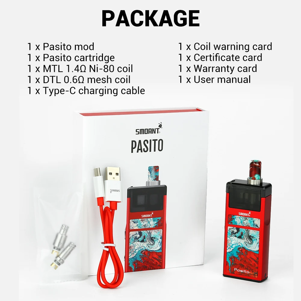 Электронная сигарета Smoant Pasito Starte Kit бокс-мод вапорайзер электронная кальян Pod System