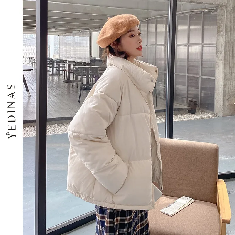 

Yedinas Winter Fashion Women Windproof Jacket Casual Female Parka Thick Women Coat Warm White Outerwear Red Black Ladies Coats