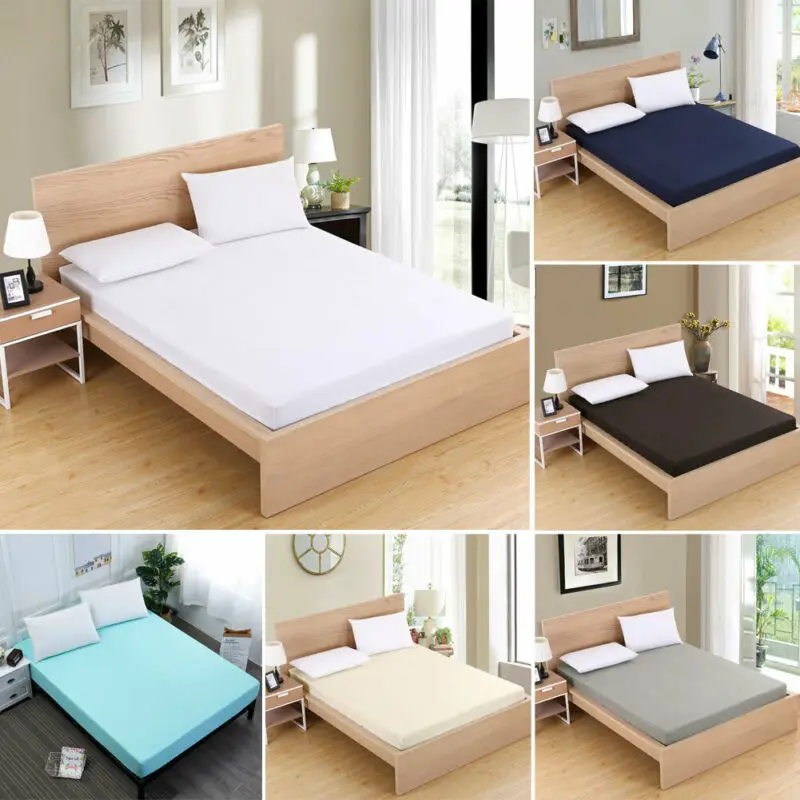 Новое поступление однотонная натяжная простыня из 100% полиэстера на резинке