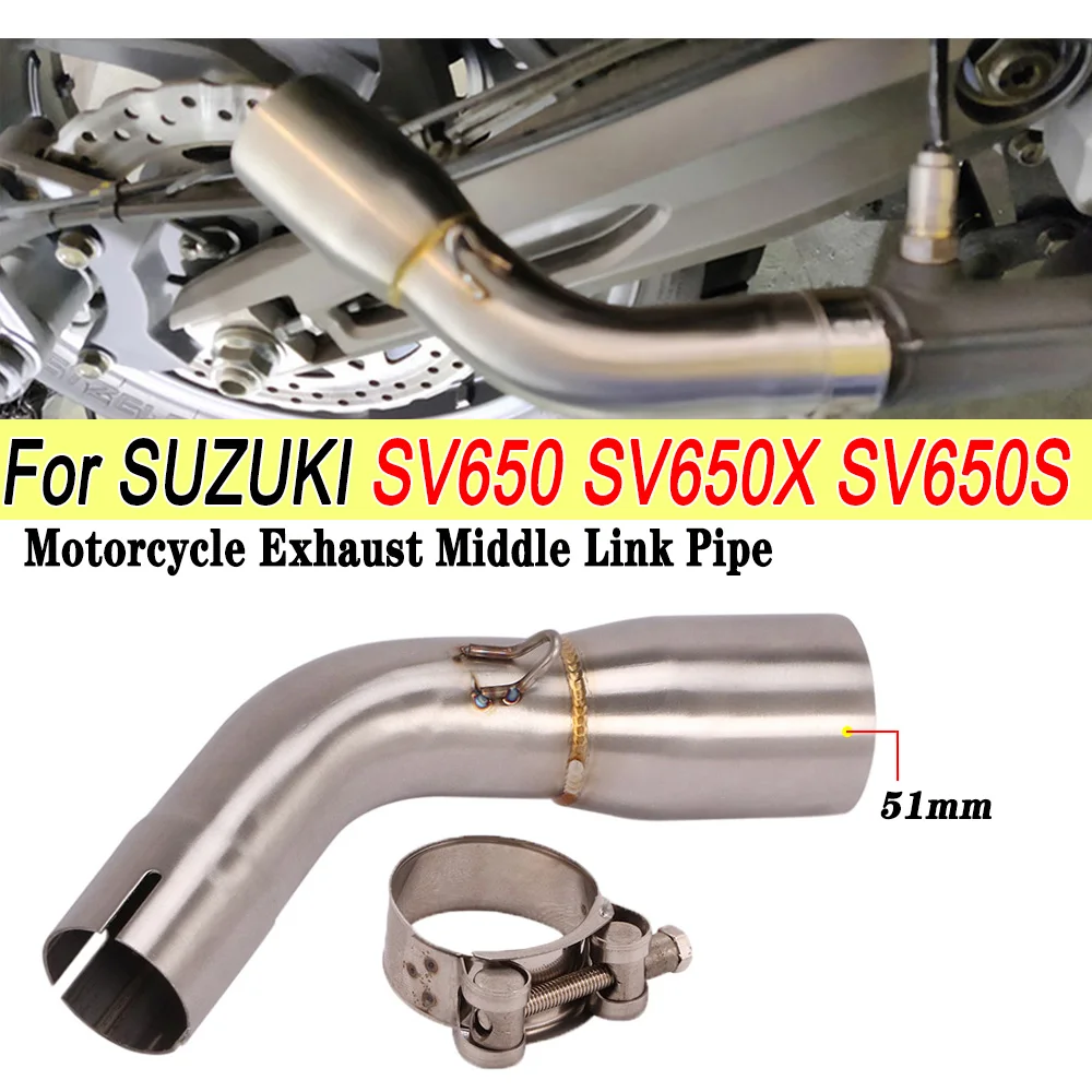 

51mm Motorcycle Exhaust Escape Modify Middle Connection Link Pipe Slip on for SUZUKI SV 650 SV650 2016 2017 SV650X (2016-2019)