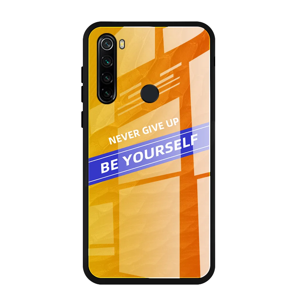 Цвет: желтый Модный чехол для телефона Xiaomi Redmi Note 8 8pro mi 9 защитная задняя крышка из закаленного стекла мягкий полиуретановый край чехол Coque - Цвет: Цвет: желтый