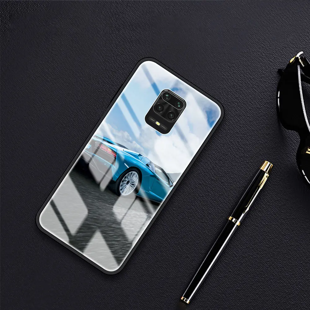 

Glass Cover for Xiaomi Redmi Note 9S 8 9 8T 7 9C Mi 10T Pro 9T Poco X3 NFC Tempered Phone Case Shell Cool Sports Car
