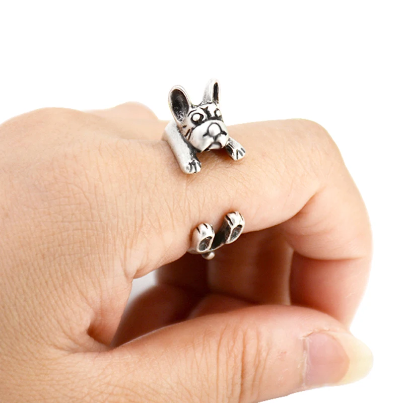Реальное изображение панк винтажное 3D американское Bully Pitbull Dog Wrap Кольцо Anillos Бохо