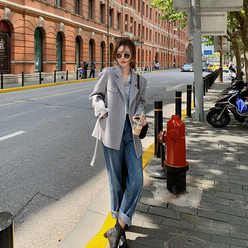 

2020 New Spring Autumn Female Coat Casual Fashion Loose Women Outwear Solid Color Ladies Jacket High Quatily