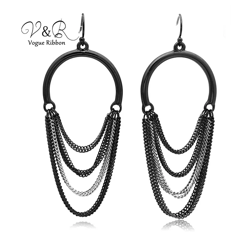 Женские серьги подвески с имитацией родия и гематита модные Висячие Подвесные