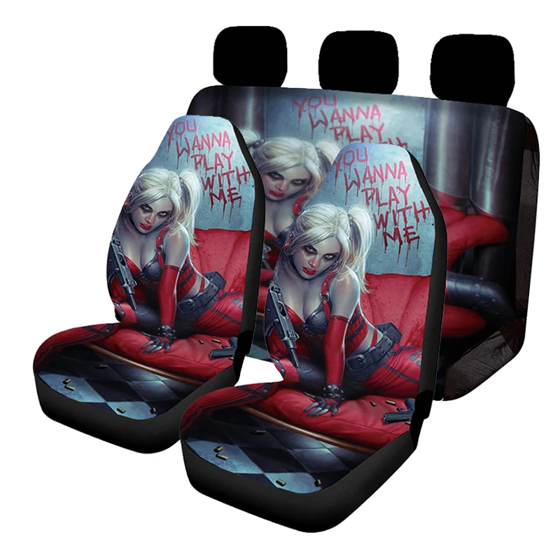 clown 3d printing womens full set of car seat cover front and rear seat protection device suitable for suv trucks and vans free global shipping