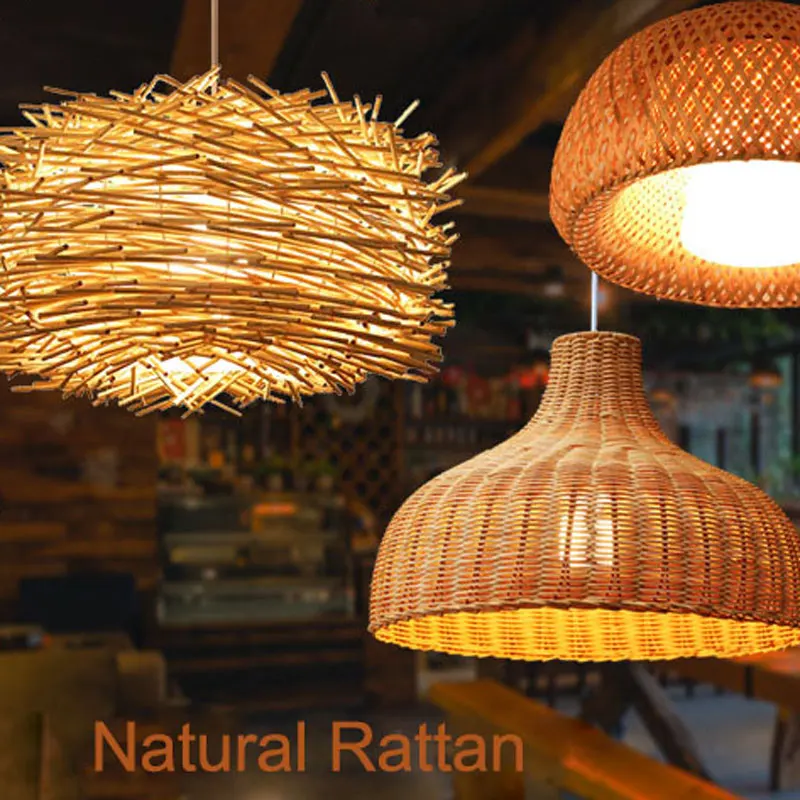 

Bird's Nest Pendant Lamp Rural Style Coffee House Dining Hall Foyer E27 bamboo Lamp Holder Indoor Lighting Free Shipping